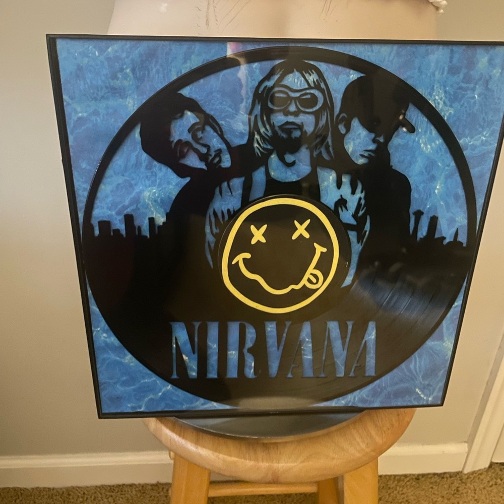 Nirvana wall art with repurposed vinyl record